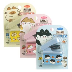 핑크풋 냥냥 미니 스테이플러 3종 세트, 혼합색상, 1세트