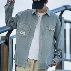 男士水洗復古寬版襯衫