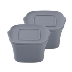 mommy's table 副食品矽膠保鮮盒, 深灰色, 2個