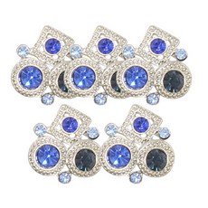 金屬高級水鑽珍珠鈕扣 串珠三重奏 18mm, 5個, 藍鎳