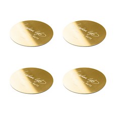 The Flow Company 北歐不鏽鋼日常字母杯墊 4入, 金色圓形