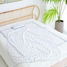 아띠블랑 신생아용 인견 침구 베개 + 블랭킷 + 패드 세트, 팜트리