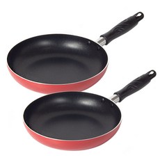 EUGENE TOSCO 托斯可 紅色基礎平底鍋 2種組, 混色, 平底鍋 26cm+28cm