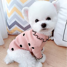 寵物狗狗圓點針織高領T恤 DT043, 粉色