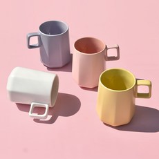 Belita 粉彩馬克杯4件組 500ml, 白色 + 黃色 + 粉紅色 + 紫羅蘭色, 1套