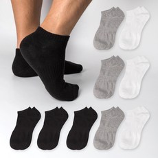SynergySocks 男士雙束帶運動船型襪 10雙組, 白色, 灰色, 黑色