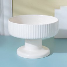 랜보어 반려동물 플리츠 세라믹 식기, 화이트, 1개