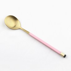 보겐 스퀘어 투톤 커트러리 숟가락, 골드 + 핑크, 단품, 1개