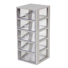 하라데코 5단 슬림 미니 정리함 특대, 그레이, 1개