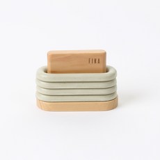 네오플램피카 도자기 세라믹 수저받침 4p + 우드 거치대 세트, 스톤화이트, 1세트