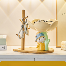 Home Mart 珍珠可愛貓咪玄關客廳裝飾託盤木架, 珍珠貓咪