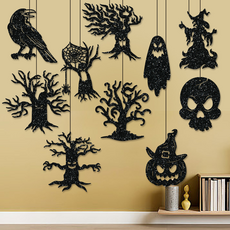 Greentail 可愛骷髏幽靈萬聖節牆壁裝飾道具10件組, 單一顏色, 1套