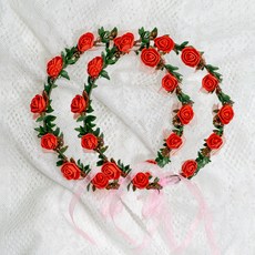 lilydress 玫瑰薄紗花冠 LFC24 2入, 紅色