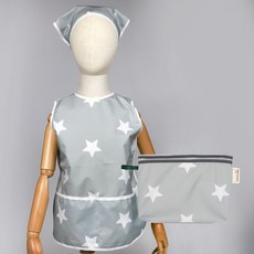 베베슈에뜨 아동용 방수 민소매 앞치마 + 두건 + 파우치 세트