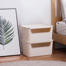 EZLIVING 多功能食品儲藏室收納箱, 象牙白, 22L, 2個