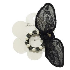 SY蕾絲兔耳珍珠髮夾 甜美髮飾, 1入