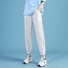 트렌디한 레터링 라인 트임 임산부 바지