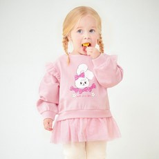 mollimelli 女童用 Love Bunny 紗質大學T恤