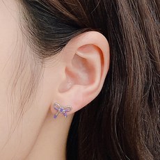gelluna 女性用鈦色蝴蝶結結飾簡約外耳廓耳釘槓鈴球型耳環 P-861
