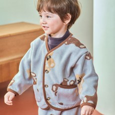퍼스트블루 아동용 후리스 나염 가디건