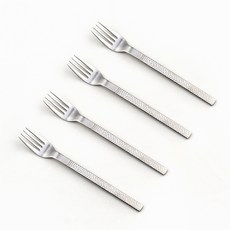 Bogen 韓國製造 槌目亮光餐具 點心叉 銀色, 4個