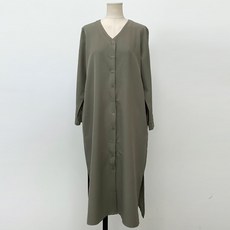 비나인 슬린터 브이넥 버튼 원피스