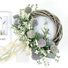 Garden in the City 迷你粉彩毛球花圈, 紫色