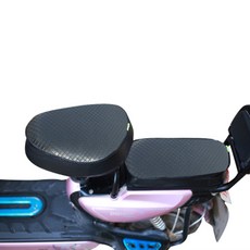 防水電動自行車座墊套 圓頭 + 後座套組, 黑色, 1套