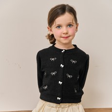 kikimora 兒童緞帶蝴蝶結開襟衫