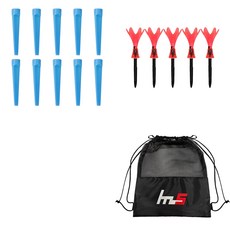 NAYA STYLE 塑料高爾夫長 T恤 10p + ABS 高爾夫長 T恤 5p + 袋套組 GFYp-185-2 + 165-7PU, 混色