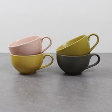 Dalsogum 日常咖啡馬克杯 4件組, 1組, 春季(桃色、檸檬光澤、黃綠色、橄欖霧面)