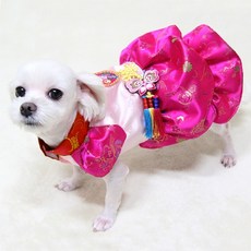 도기코디 반려동물 홍련 한복 원피스, 혼합색상, 1개