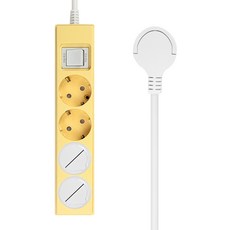 원스탑 제로갭 스위치 16A 과부하차단 납작멀티탭 4구 안전커버 2p, 1개, 버터 옐로우(멀티탭), 2m