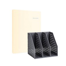 deLi 3折迷你書架+Linfini透明文件夾20張套組79003-72411, 黑色（書架），黃色（堆）, 1套