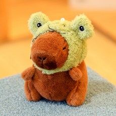 다다랜드 뚠빵한 카피바라 동물 인형 키링, 12cm, 초록털모자카피바라, 1개