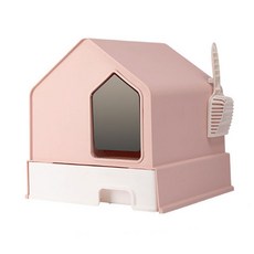 mons pet貓咪屋型大型滑蓋式貓砂盆組, 粉色的