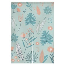 植物圖案 雙開式 含桿 隔間窗簾, TYPE 09