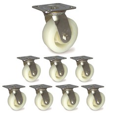 MASTER. S 不鏽鋼腳輪 127mm 重型不鏽鋼 尼龍 白色 平面 旋轉 S DS 3350 NYL-S, 8個