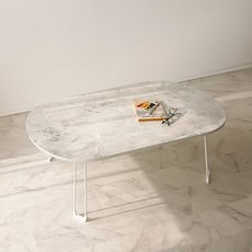 레몬트리 국내제조 E0등급 LPM 오브제 타원형 특대형 900 접이식테이블, 마블클래식