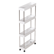 HOOSPICK 移動式縫隙收納架 4層, 白色