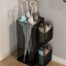 菲拉莫尼 玄關營業用 室內裝潢堅固雨傘架 收納套組, 1套, 黑色