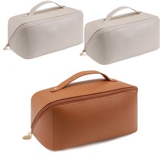 MONACO OLIVE Mauve 大容量收納化妝包 駝色 + 象牙白 2件組