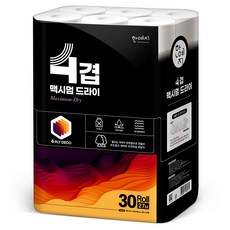 Hanyeji 4層Maximum乾爽天然紙漿高級捲筒衛生紙, 27m, 30捲, 1袋