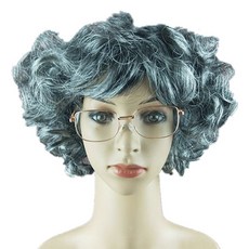 LivingDA 奶奶造型假髮 捲髮款, 灰色的, 1個