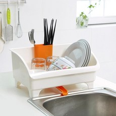 小麥購物 水槽碗盤瀝水架餐具架 L1144, 1層, 白色, 1個