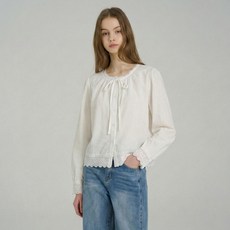 ab.plus 女款領結蕾絲點綴長袖襯衫 LSA5MB51