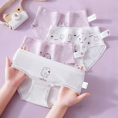 Daonwear01 兒童快樂可愛紫兔三角內褲4件組