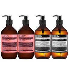 ecoliv 損傷滋潤護髮素 500ml 2入+花香豐盈洗髮精 500ml 2入, 1套