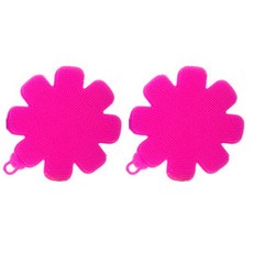 유엘 꽃모양 실리콘 수세미 핑크, 1개, 2개입