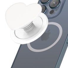 고부기 맥세이프 호환 핑거 그립 스마트 홀더 마그네틱 거치대, 화이트(하트), 1개